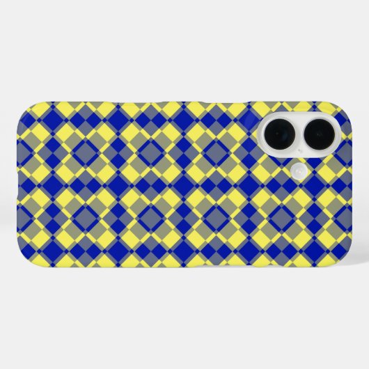 Blue Yellow Checker Argyle Pattern Case-Mate iPhoneケース (裏面 (横))