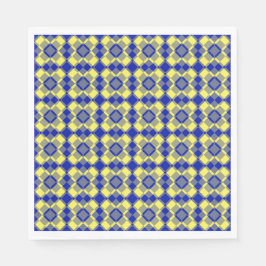 Blue Yellow Checker Argyle Pattern Paper Napkin スタンダードランチョンナプキン