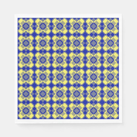 Blue Yellow Checker Argyle Pattern Paper Napkin スタンダードランチョンナプキン (正面)