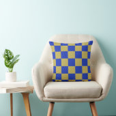 Blue Yellow Checkerboard Pillow クッション (椅子)