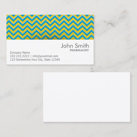 Blue & Yellow Chevron薬剤師名刺 名刺 (正面/裏面)