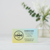 Blue Yellow Custom Logo QR Code Business Card 名刺 (スタンド正面)