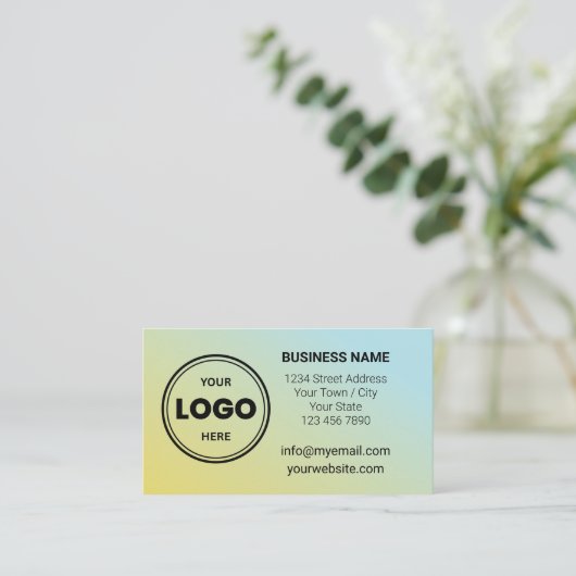 Blue Yellow Custom Logo QR Code Business Card 名刺 (スタンド正面)