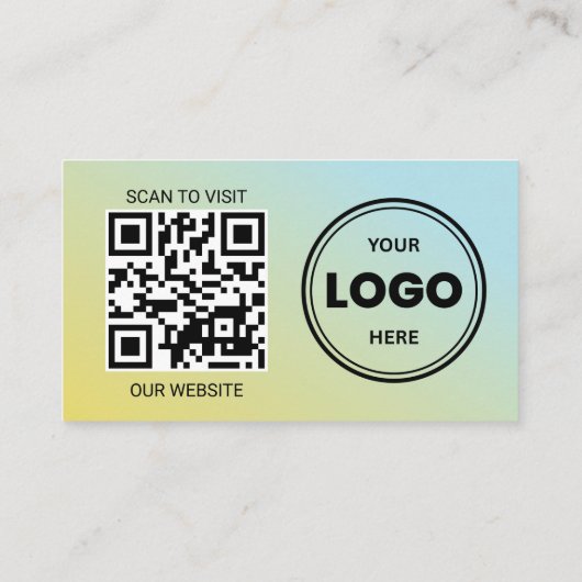 Blue Yellow Custom Logo QR Code Business Card 名刺 (裏面)