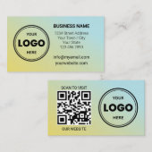 Blue Yellow Custom Logo QR Code Business Card 名刺 (正面/裏面)