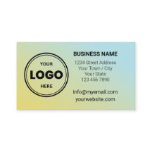 Blue Yellow Custom Logo QR Code Business Card