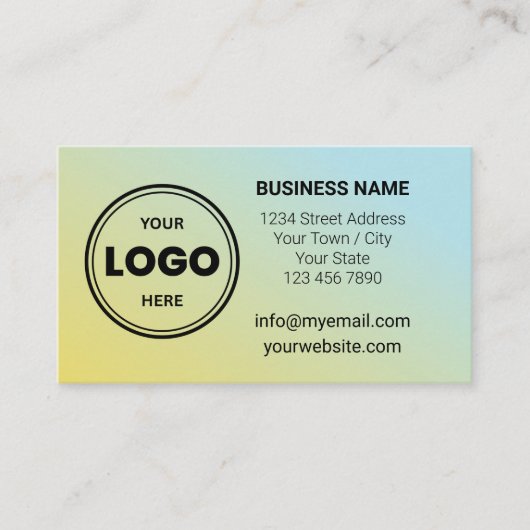 Blue Yellow Custom Logo QR Code Business Card 名刺 (正面)