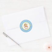 Blue Yellow Cute Watercolor Kids Birthday Sticker ラウンドシール (封筒)