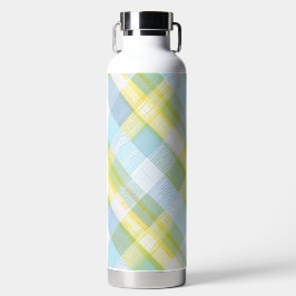 BLUE & YELLOW EASTER PLAID PATTERN ウォーターボトル