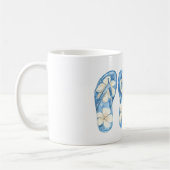 Blue Yellow Floral Flip Flops Summer Sun コーヒーマグカップ (左)