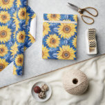 Blue Yellow Flowers Birthday ラッピングペーパー<br><div class="desc">Blue Yellow Flowers Birthday or any occasion</div>