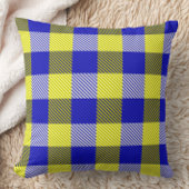 Blue Yellow Gingham Check Design  クッション