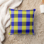 Blue Yellow Gingham Check Design  クッション (ブランケット)