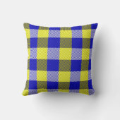 Blue Yellow Gingham Check Design  クッション (裏面)