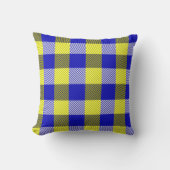 Blue Yellow Gingham Check Design  クッション (正面)