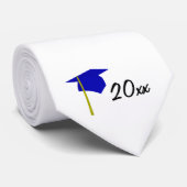 Blue Yellow Graduation Cap & Year Custom Necktie ネクタイ (ロール)