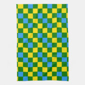 Blue Yellow Green Checkered Pattern Design  キッチンタオル (縦)