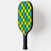 Blue Yellow Green Checkered Pattern Design  ピックルボールラケット (左)