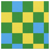 Blue Yellow Green Checkered Pattern Design  ファブリック (クローズアップ)