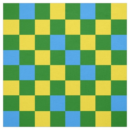 Blue Yellow Green Checkered Pattern Design  ファブリック (見本)