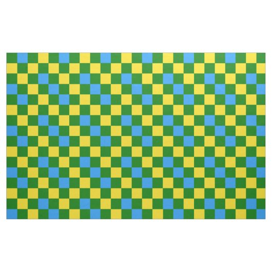 Blue Yellow Green Checkered Pattern Design  ファブリック (ファットクウォーター)