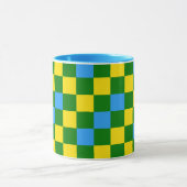 Blue Yellow Green Checkered Pattern Design  マグカップ (中央)