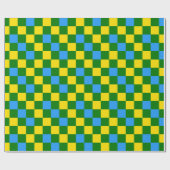 Blue Yellow Green Checkered Pattern Design  ラッピングペーパー (フラット)