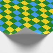 Blue Yellow Green Checkered Pattern Design  ラッピングペーパー (角)