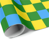 Blue Yellow Green Checkered Pattern Design  ラッピングペーパー (ロールコーナー)