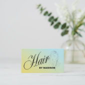 Blue Yellow Hair Stylist QR Code  Business Card 名刺 (スタンド正面)