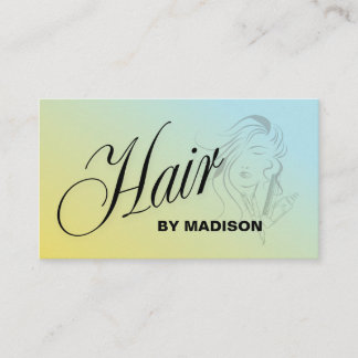 Blue Yellow Hair Stylist QR Code  Business Card 名刺