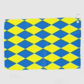 Blue Yellow Harlequin Checkered Design  ゴルフタオル (横)