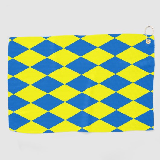 Blue Yellow Harlequin Checkered Design ゴルフタオル (横)