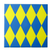 Blue Yellow Harlequin Checkered Design  タイル (正面)