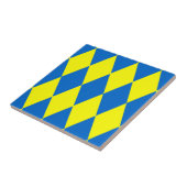 Blue Yellow Harlequin Checkered Design  タイル (側面)
