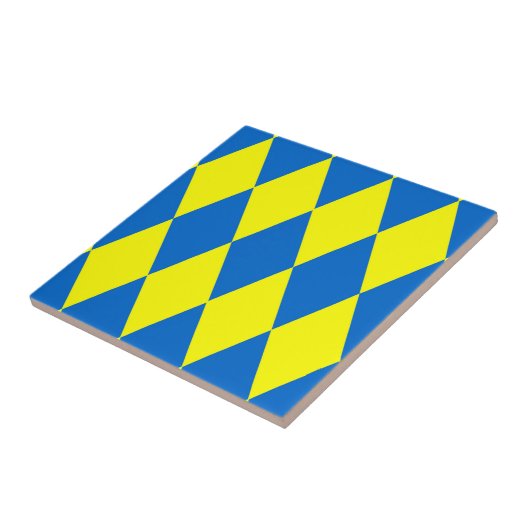 Blue Yellow Harlequin Checkered Design  タイル (側面)