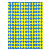 Blue Yellow Harlequin Checkered Design  テーブルクロス (正面)