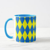 Blue Yellow Harlequin Checkered Design  マグカップ (左)