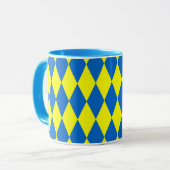 Blue Yellow Harlequin Checkered Design  マグカップ (正面左)