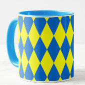 Blue Yellow Harlequin Checkered Design マグカップ