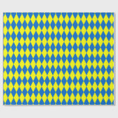 Blue Yellow Harlequin Checkered Design  ラッピングペーパー (フラット)
