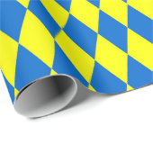 Blue Yellow Harlequin Checkered Design  ラッピングペーパー (ロールコーナー)