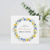 Blue Yellow Lavender Wildflower Wreath サンキューカード (スタンド正面)