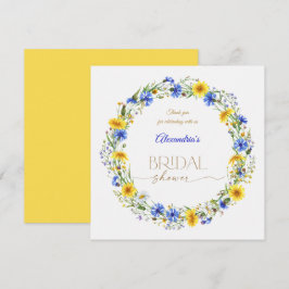 Blue Yellow Lavender Wildflower Wreath サンキューカード