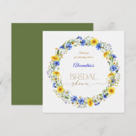 Blue Yellow Lavender Wildflower Wreath サンキューカード