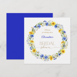 Blue Yellow Lavender Wildflower Wreath サンキューカード