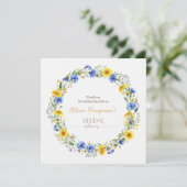 Blue Yellow Lavender Wildflower Wreath サンキューカード (スタンド正面)
