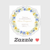 Blue Yellow Lavender Wildflower Wreath シール (シート)