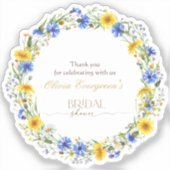 Blue Yellow Lavender Wildflower Wreath シール (正面)