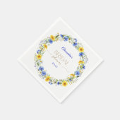 Blue Yellow Lavender Wildflower Wreath スタンダードカクテルナプキン (角)